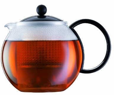Bodum Assam zaparzacz do herbaty, z sitkiem i pokrywką z tworzywa sztucznego, czarny, 1 l 1844-01US