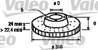 VALEO tarcza hamulcowa x1 przod 186732  186732