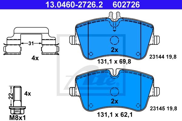 ATE KLOCKI HAM 13.0460-2726.2 MERCEDES C-KLASA C180 02-, C200CDI, C220CDI, C240 00-, CLK 200CGI 03- 13.0460-2726.2