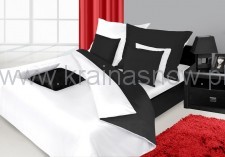 Eurofirany Pościel satynowa 160x200 Nova biała czarna dwustronna