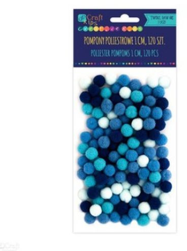 DP Craft Pompony poliestrowe 1 cm niebieskie KSPO-030