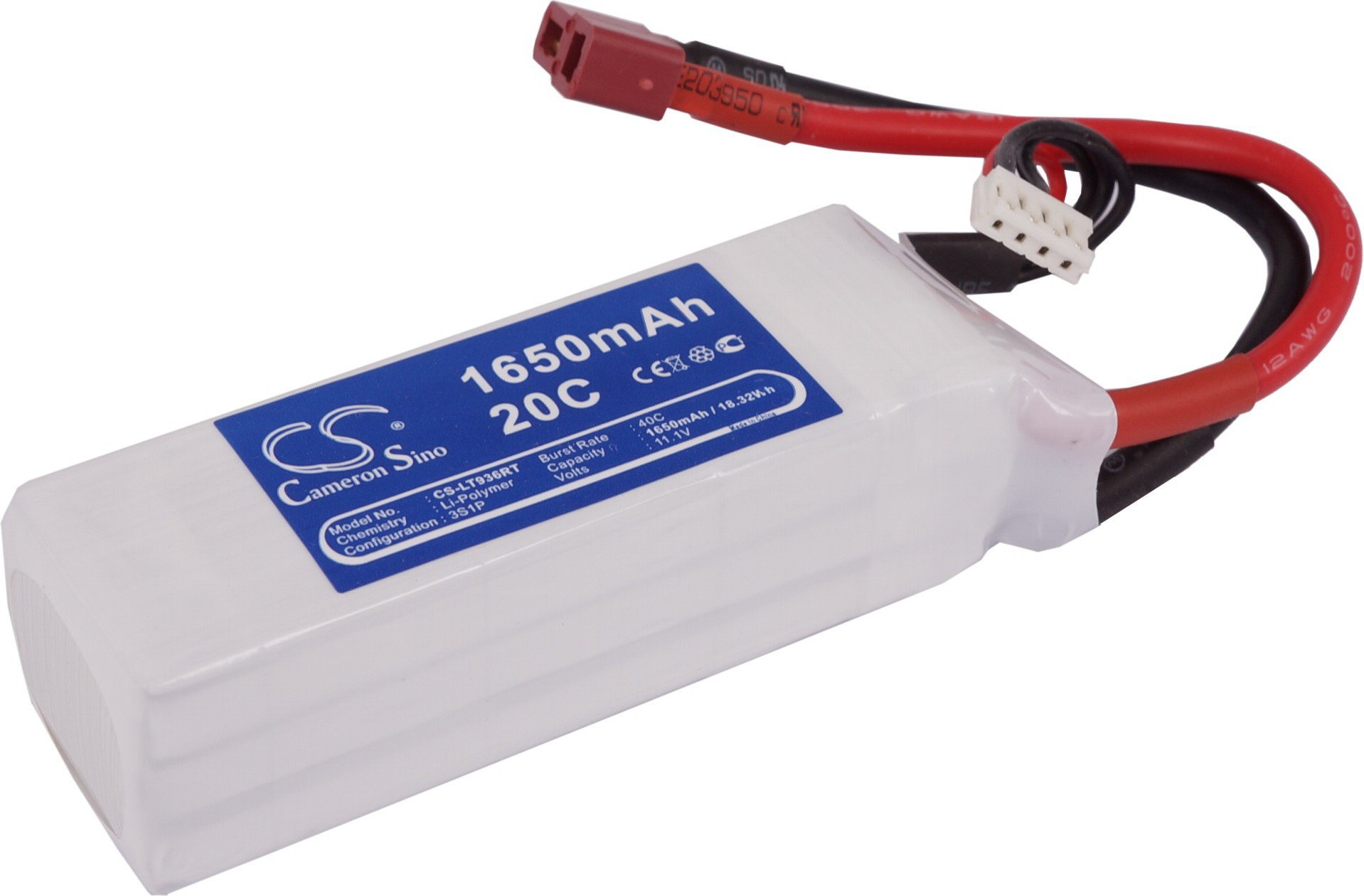 Cameron Sino 1650mAh 18.32Wh Li-Polymer 11.1V 3S 20C () CS-LT936RT