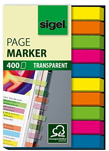 Sigel HN617 foliowe zakładki indeksujące mikro, 400 sztuk o rozmiarze 50 x 6 mm, 2 x 5 kolorów HN617