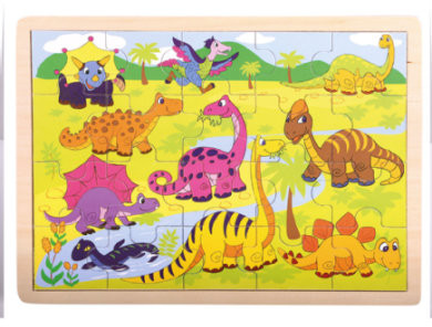 Bino Drewniane puzzle Dinozaury 88079