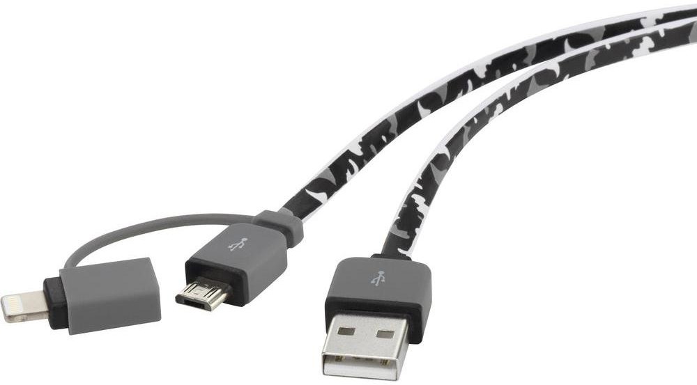 Renkforce Kabel do iPhone/iPod/iPad 1381788 [1x złącze męskie USB 2.0 A 1x złącze męskie micro-USB 2.0 B złącze męskie Apple Dock Lightning] 0.20 m