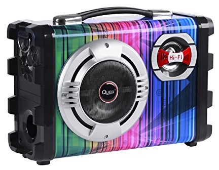 Quer kom0836 mały kompatibiles system głośników z plikami MP3 poprzecznego, Bluetooth, radio FM, karaoke Czarny KOM0836