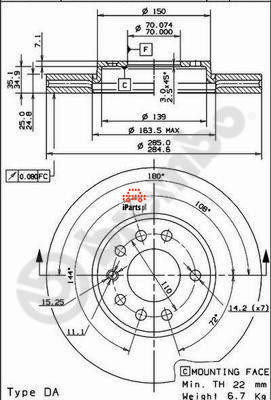 BREMBO Tarcza hamulcowa 09.9165.11