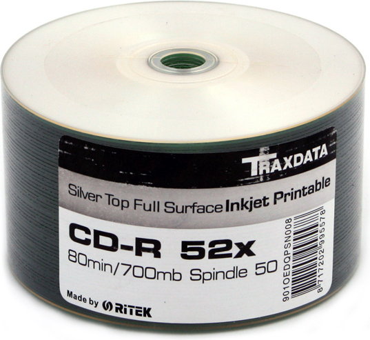 TraxData CD-R 700MB 52x do Tak 50 szt Silver FullFace Printable 9 (901OEDRPSN002)