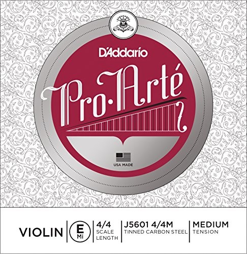 D'Addario j5601 4/4 m na skrzypce Arte pojedyncze włókna węglowego 'E' stali ocynkowanej strun J5601-4/4M