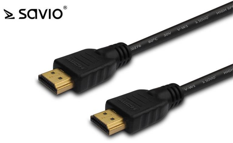 SAVIO CL-01 Kabel HDMI 1,5m, czarny, złote końcówki, v1.4 high speed, ethernet/3 (SAVKABELCL-01)