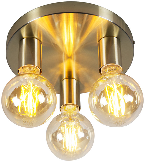 QAZQA Lampa sufitowa Art Deco okrągła złota - Facil 3