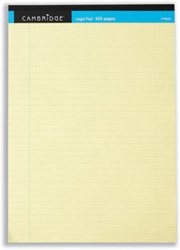 Cambridge blok do pisania, kartki perforowane od odrywania, słabe linie, marginesy, 100 stron A4, 10 sztuk, żółty F79025