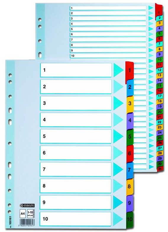 Esselte PRZEKłADKI KARTONOWE MYLAR A4 1-5 100160