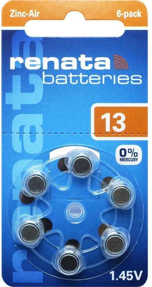 Renata Ogniwo guzikowe ZA 13 cynkowo-powietrzne PR48 batterijen voor hoortoestellen 305 mAh 1.4 V 6 szt
