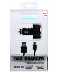 WG Ładowarka samochodowa 3,1A) 2x USB + kabel micro USB
