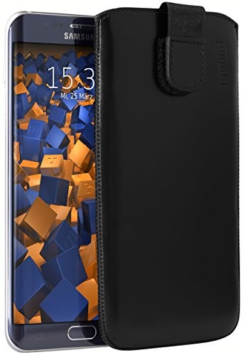 Mumbi prawdziwe skórzana torba na Samsung Galaxy (klapka z funkcją wyciągania), czarny