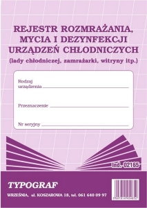 Typograf Druk Rejestr Rozmrażania Mycia i Dezynfekcji 2165 TP173