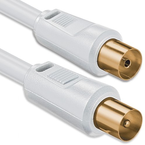 1aTTack.de 1 aTTack kabel przyłączeniowy koncentryczny SAT, wtyk F męskiżeński, podwójnie ekranowany/potrójnie ekranowany/poczwórnie ekranowany/75 dB/85 dB/100 dB/110 dB/120 dB/125 dB, biały, wtyk-gniazdo złote,