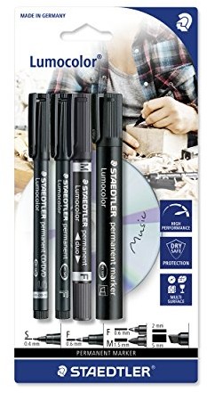 Staedtler 60 BK Lumocolor markery permanentne, 4 sztuki, różne końcówki, w opakowaniu typu blister 60 BK