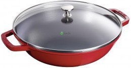 Staub Wok Średni z Pokrywką Szklaną 30cm Wiśniowy 40511-345-0