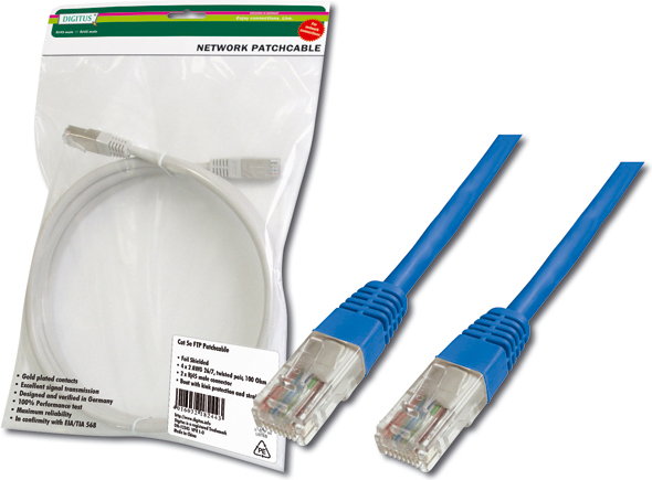 Digitus Patch cord kat.5e Kabel UTP CU, AWG 26/7, niebieski 0,5m (DK-1511-005/B)