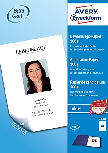 Avery Zweckform Inkjet 2788 papier na podania, (A4, powlekany dwustronnie, satynowany, 100 g/m) 200 arkuszy 2788