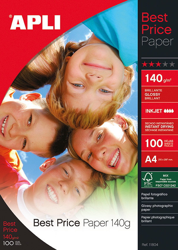 Apli Papier fotograficzny Best Price Photo Paper, A4 140gsm, błyszczący, 100 (AP11804)