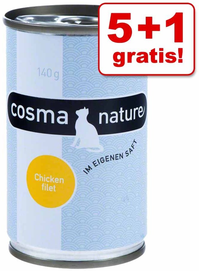 Cosma 5 + 1 gratis! Nature 6 x 140 g Kurczak i łosoś