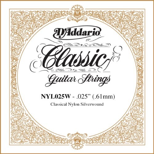 D'Addario nyl025 W pojedyncze gitary gitara koncertowa Wound 025 Srebrny NYL025W