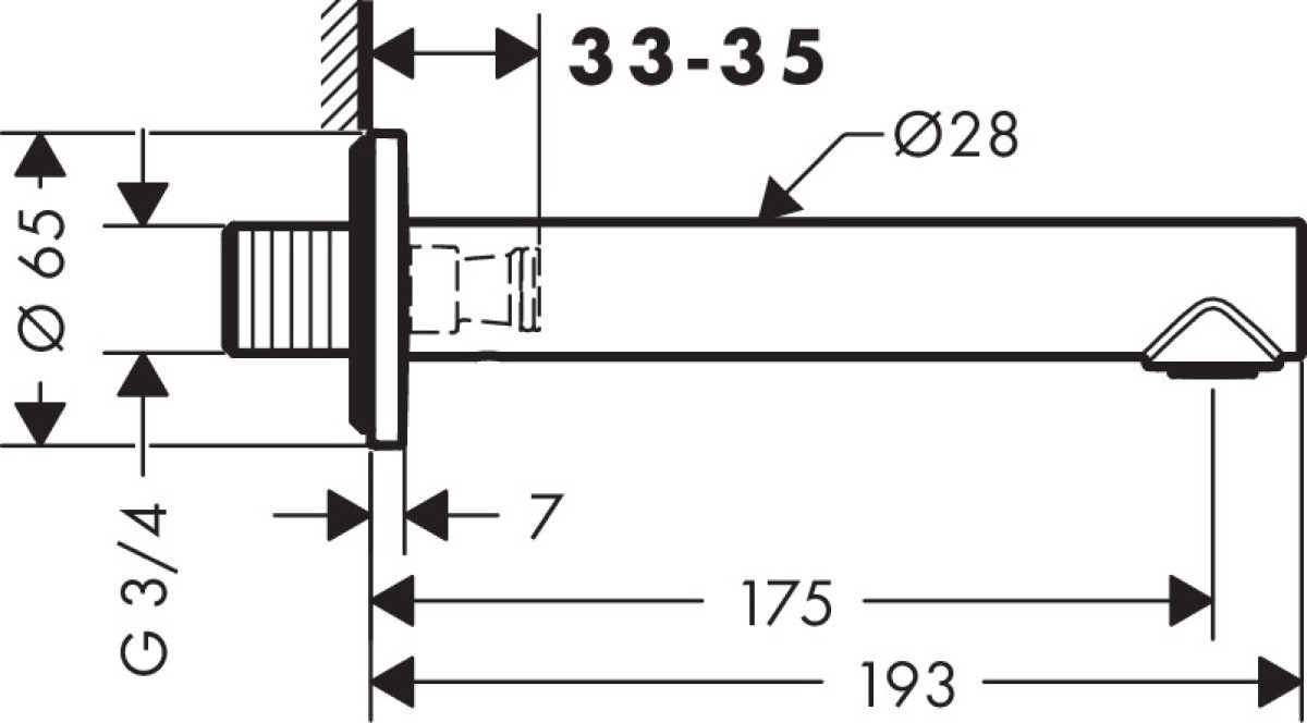 Hansgrohe Uno Wylewka wannowa natynkowa chrom 45410000