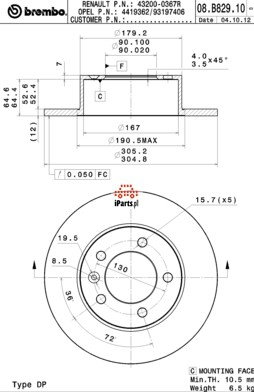 Brembo Tarcza hamulcowa 08.B829.10