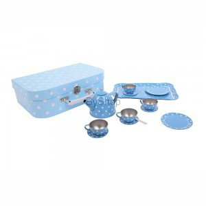 Bigjigs Toys Zestaw do herbaty w niebieskiej walizce BJ614