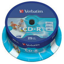 Verbatim Dysk CD-R 700MB/80min 52x do nadruku 25 szt 43439)