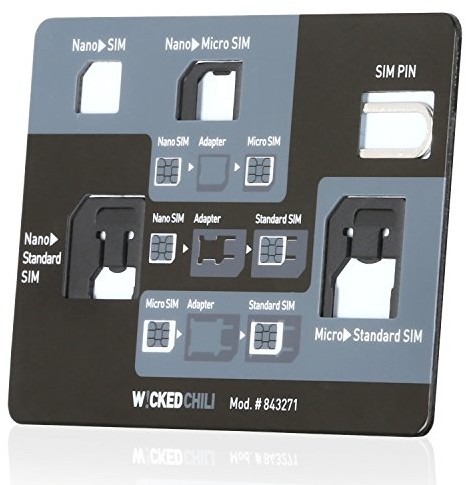 Wicked Chili i 4in1 na karty SIM adapter set (Nano, Micro, Standard, Eject Pin) do telefonu komórkowego, smartfona lub tabletu 843271