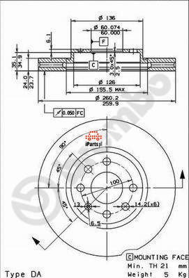 BREMBO Tarcza hamulcowa 09.8601.75