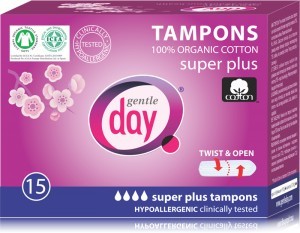 Gentle Day TAMPONY ZE 100% BEWEŁNY EKOLOGICZNEJ - SUPER PLUS 15szt.