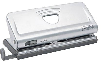 Rapesco 1344 dziurkacz z 6-krotną regulacją odstępów (do 10 kartek jednocześnie) kolor srebrny 1344