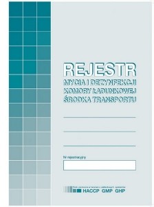 Michalczyk&Prokop Druk M REJESTR MYCIA I DEZYNFEKCJI KOMORY ŁADUNKOWEJ ŚRODKA TRANSPORT
