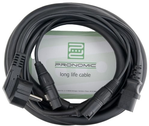 Pronomic Stage EUIECX-6 kabel hybrydowy z gniazdem wtykowym ze stykiem ochronnym na złączu IEC, XLR/XLR, idealny jako kabel do głośników aktywnych, głośników PA, efektów świetlnych i oświetlenia sceni 00023253