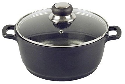 Krüger Delta garnek ze szklaną pokrywką, czarny, 24 cm 22024D