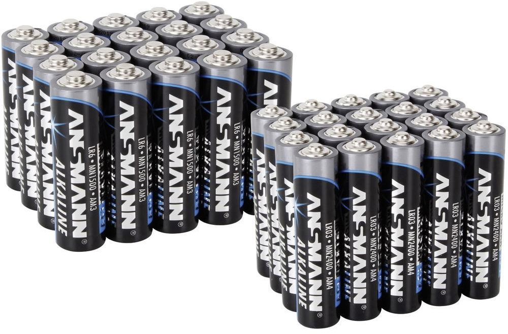 Ansmann Zestaw baterii Alkaliczno-manganowe Zestaw zawiera 20 × AAA R03) 20 × AA R6) 1.5 V 40 szt