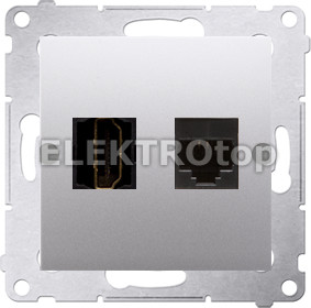 Kontakt Simon DGHRJ45.01/43 Gniazdo HDMI + RJ45 kat.6. (moduł); srebrny mat