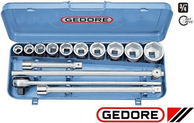 Gedore Zestaw kluczy nasadkowych 3/4 z grzechotka z czopem przetykanym, 14-częśc (6280180)
