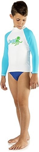 Cressi Rash Guard Long Jr Lw477503 Uv-Werende Zwemkleding Voor Jongens, Blue Octopus, Blauw, 8 Jaar