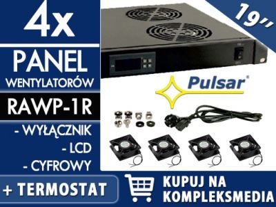 PULSAR Panel 4 wentylatorów do szaf RACK RAWP-1R z termostatem / W PAKIETACH KUPISZ TANIEJ! RAWP-1R