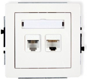 Karlik Gniazdo Telefoniczne 1xRJ11 i komputerowe 1xRJ45 kat.5e DGTK biały