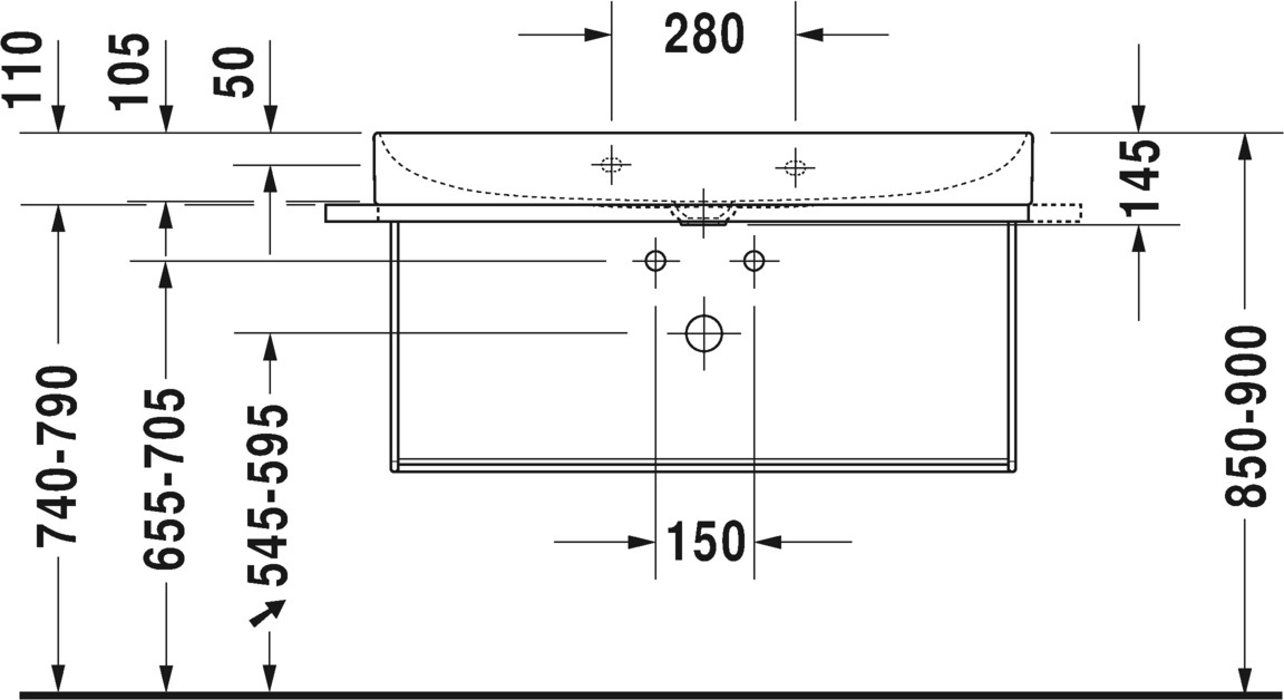 Duravit DuraSquare Konsola wisząca do umywalki metalowa chrom 0031041000