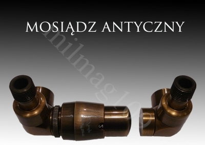 Mera Term Zestaw zaworów grzejnikowych termostatycznych LUX lewy MOSIĄDZ ANTYCZN