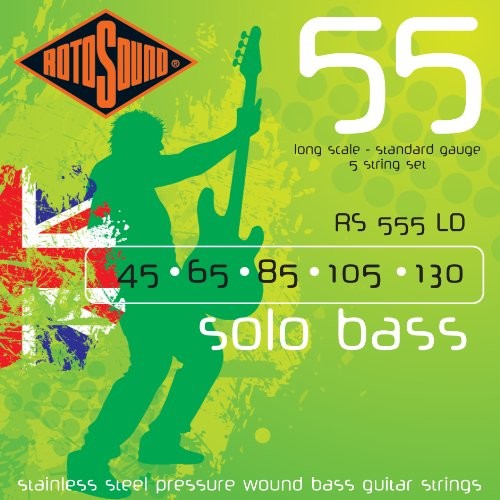 Rotosound Grubość strun rotos górne Stainless Steel Bass, Standard (45 65 85 105 130) RS555LD