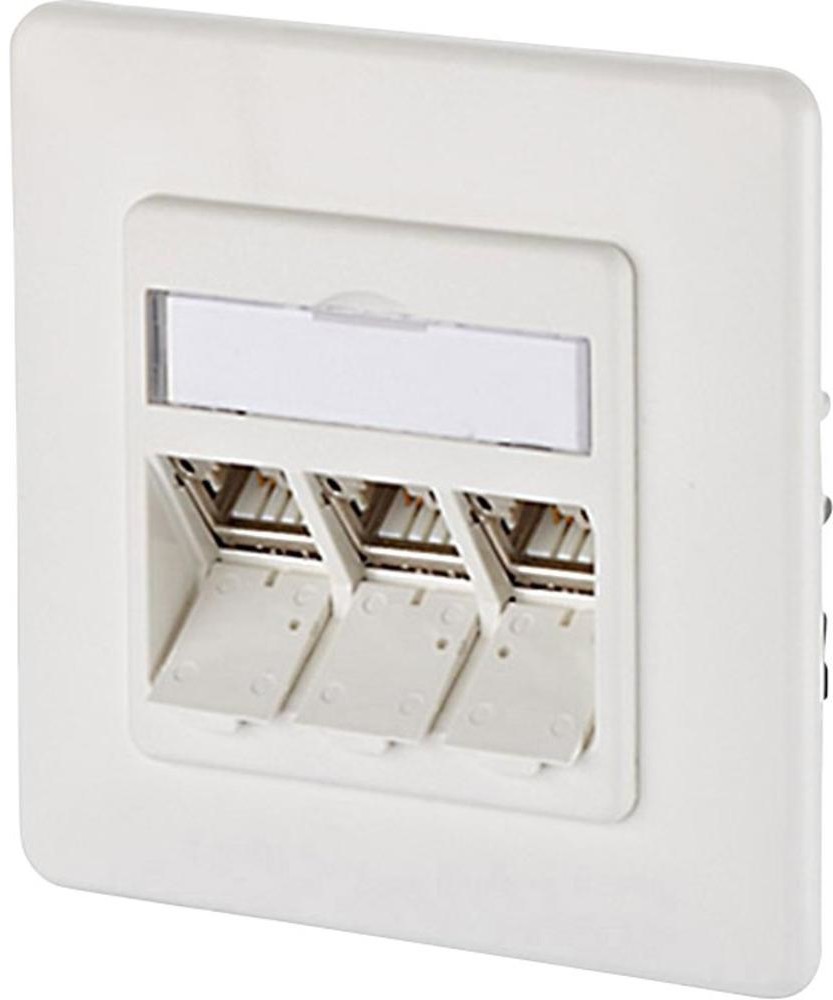 Metz Connect Gniazdo sieciowe Rodzaj montażu Podtynkowy Wkład z płytką centralną i ramką Connect 130B12D31002-E 130B12D31002-E CAT 6A 3 Porty czysty biały